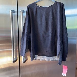 Betsy Johnson Performance Fleece Charcoal Top Sz L